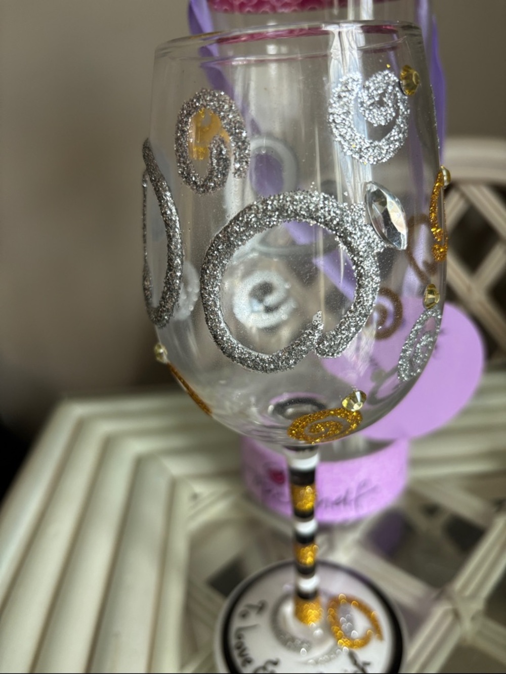 Top Shelf “I Do” Hand-Painted Wine Glass NIP - Picture 9 of 15